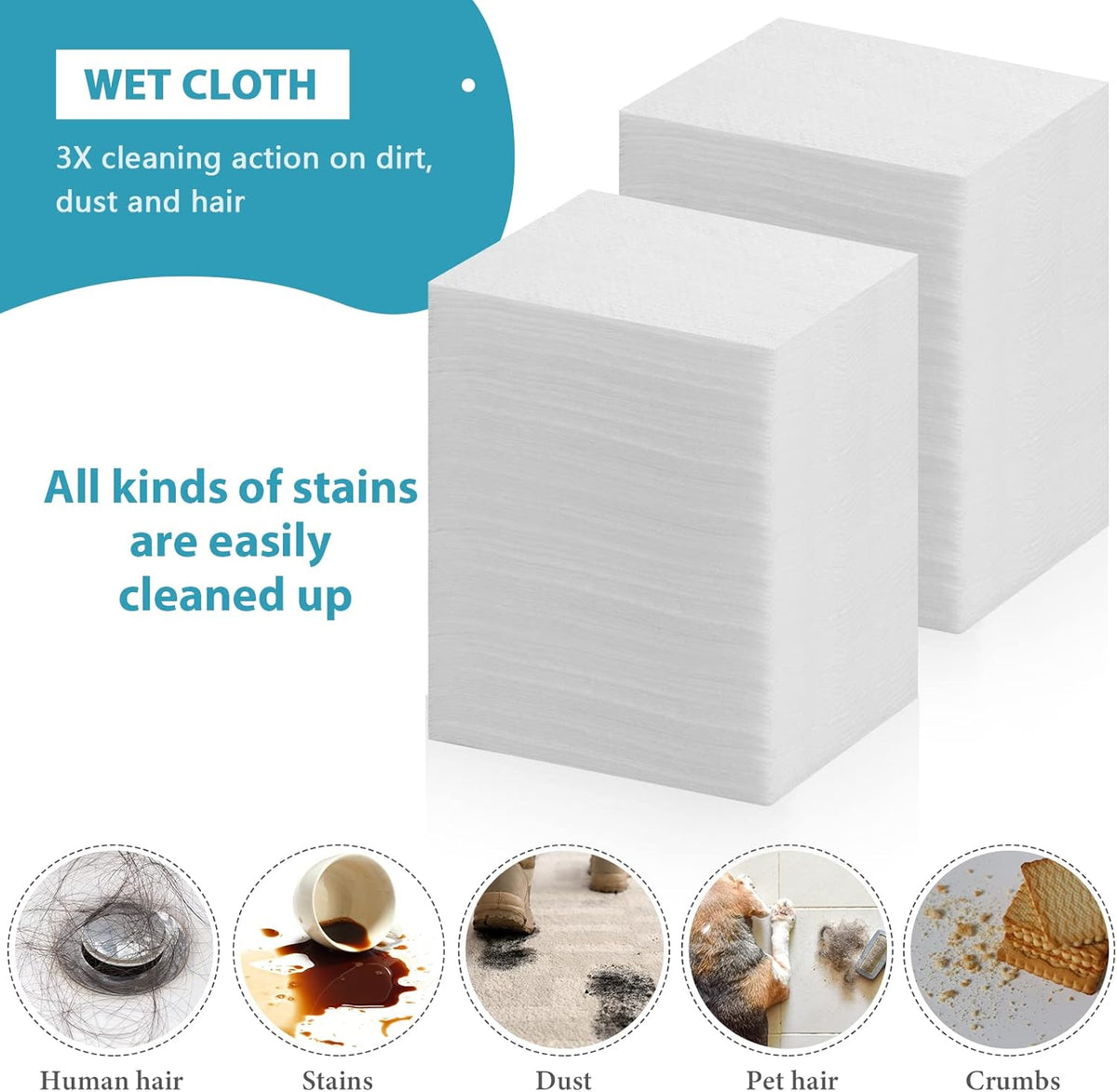 Wet Mop Pads Refills for Floor Cleaning Sweeper Wet Refills Disposable Moist Mopping Cloth Wipes