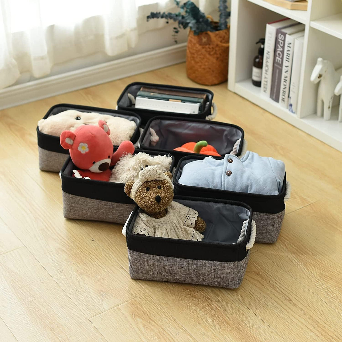 TheWarmHome Storage Basket for Organizing - 12x8x5.2 inch 1 Pack Fabric Storage Cubes, Baskets for