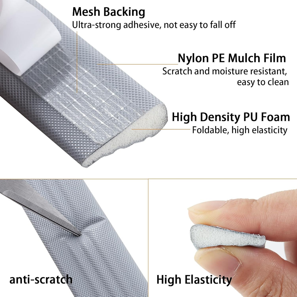 QDiShi 118" Wedge-Shape Weather Stripping Door Seal Weatherproof Foam Seals Self Adhesive