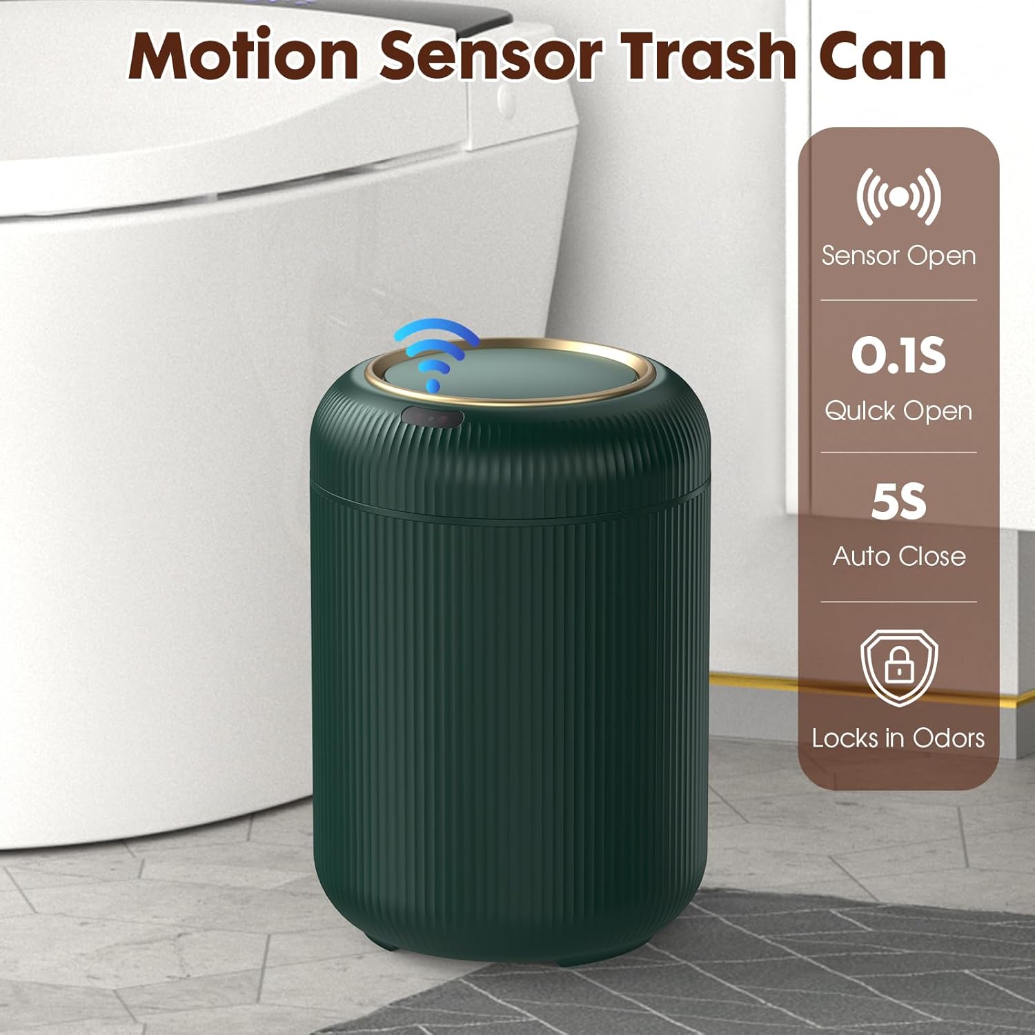 Procade Automatic Motion Sensor Bathroom Trash Can with Lid, 3 Gallon Touchless Trash Bin, Smart