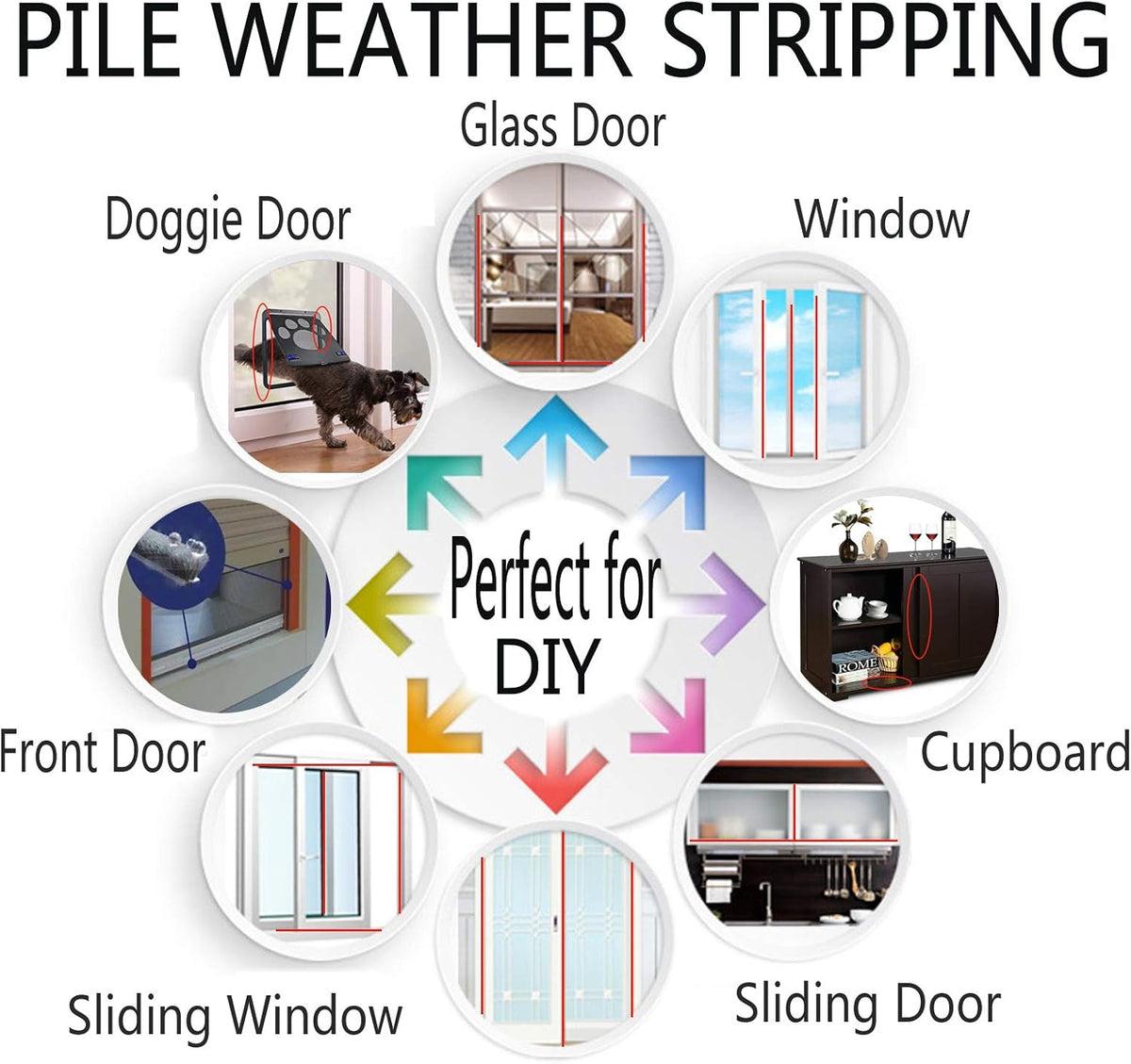 Weather Stripping Brush for Sliding Windows/Doors Frame Side,Pile Self Adhesive Weatherstrip Seal