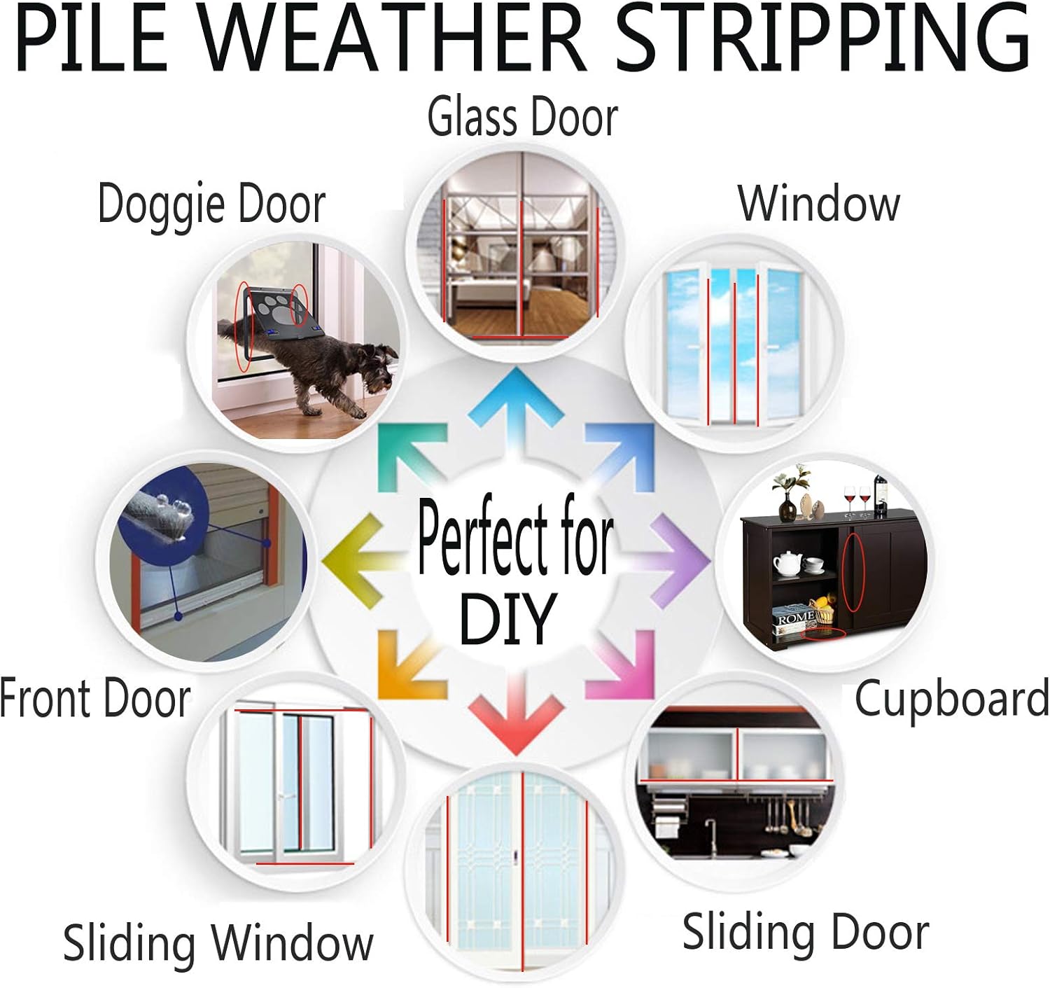 Weather Stripping Brush for Sliding Windows/Doors Frame Side,Pile Self Adhesive Weatherstrip Seal