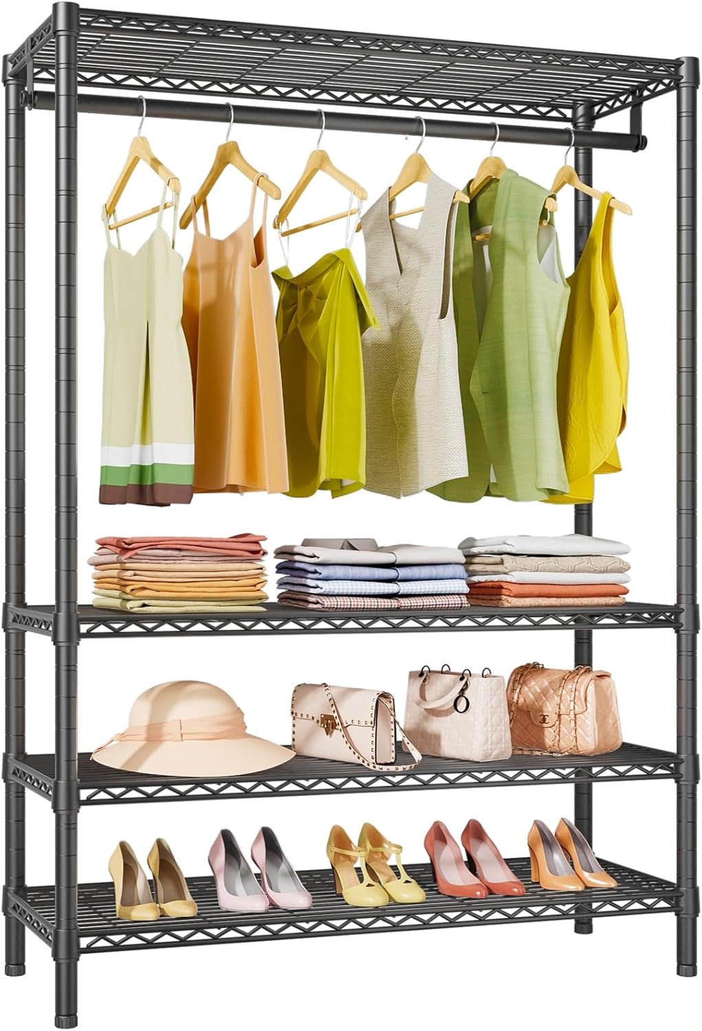 VIPEK V1 Plus Heavy Duty Clothes Rack with Shelves - 4 Tiers Adjustable Height | Holds Up to 540lbs