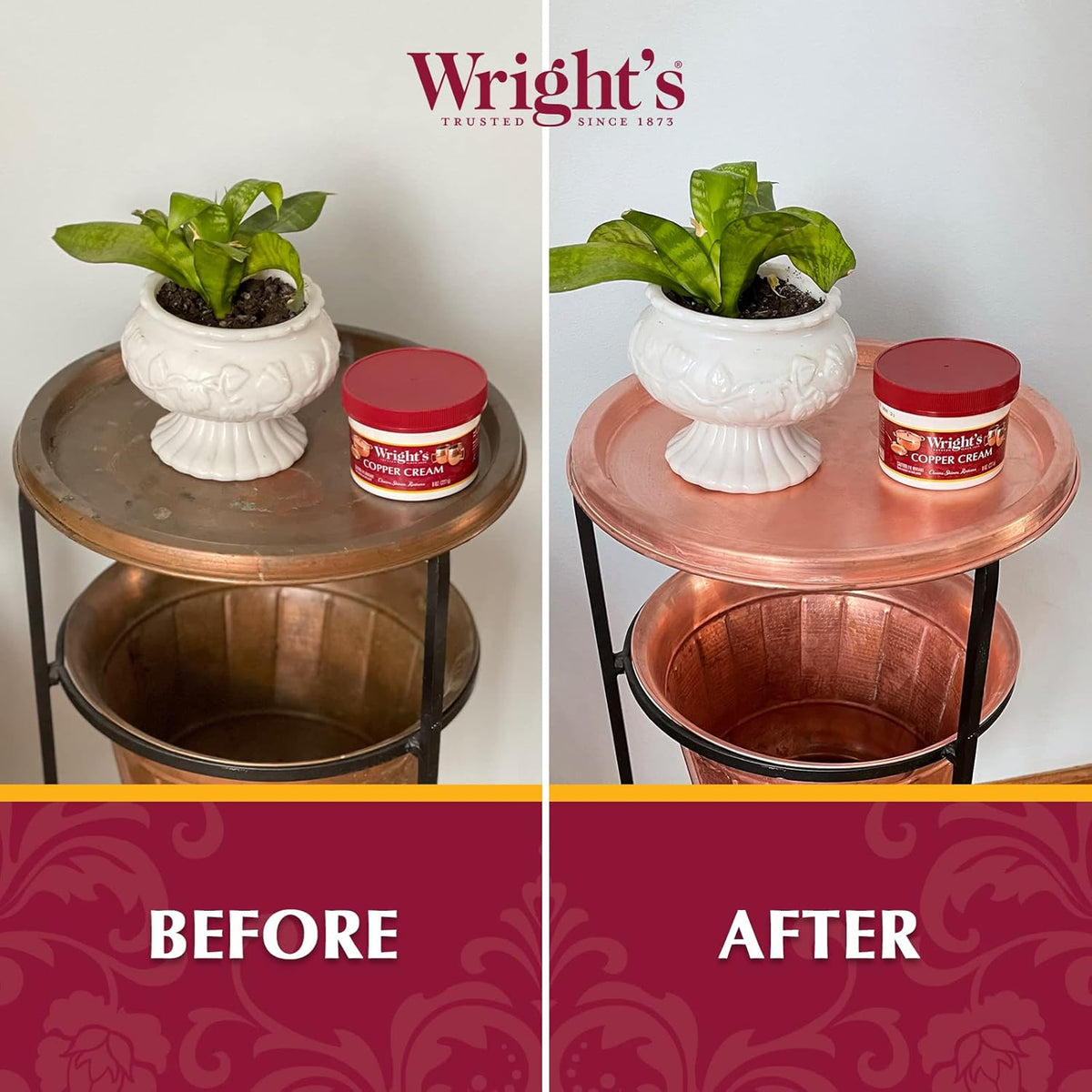 Wright's Copper and Brass Cream Cleaner - Gently Cleans and Removes Tarnish Without Scratching, 8