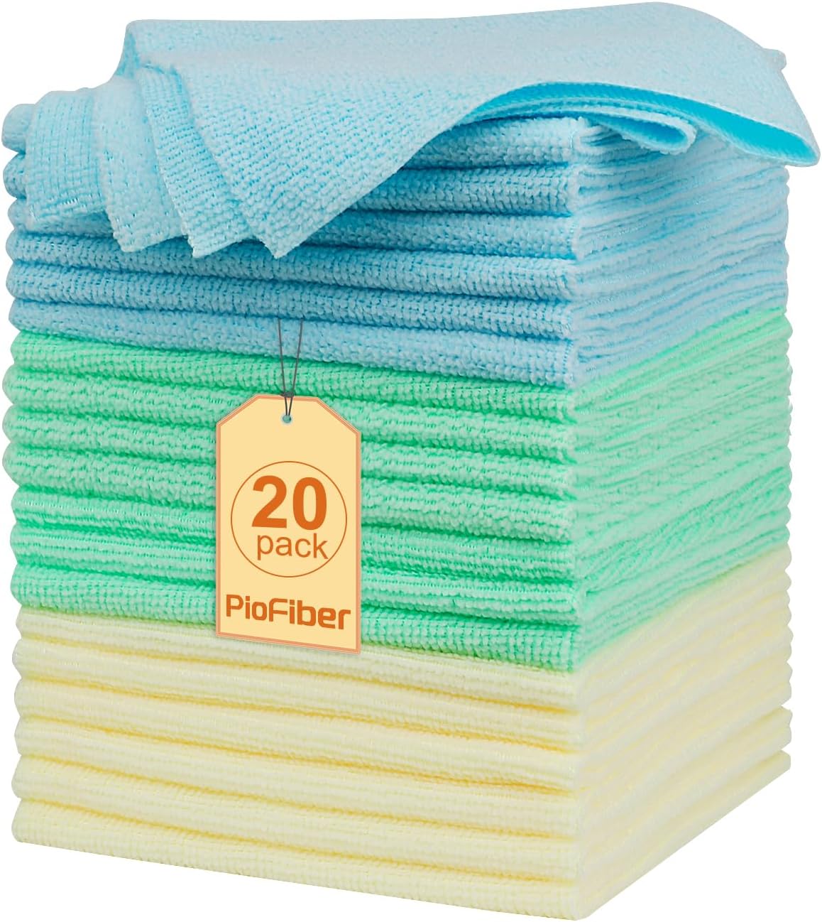 Shop Towels – 20 Pack Edgeless Microfiber Cleaning Cloths, 12"x12" Lint-Free, Reusable Towels for