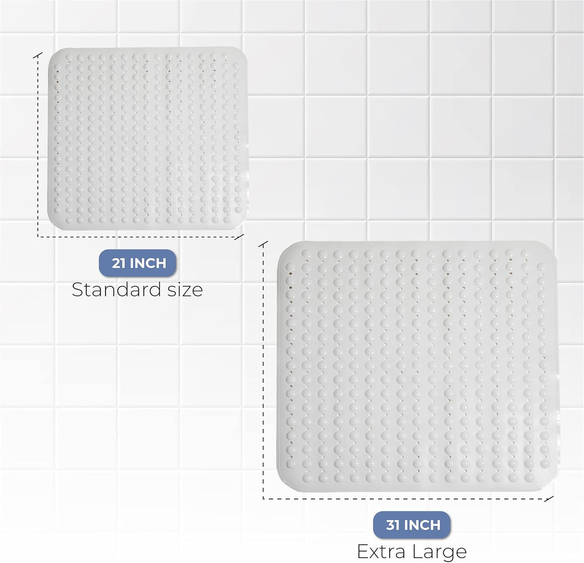 ENKOSI Extra Large Square Non Slip Shower Mat - 31 x 31-inch XL Bathroom Shower Mat - Square Shower