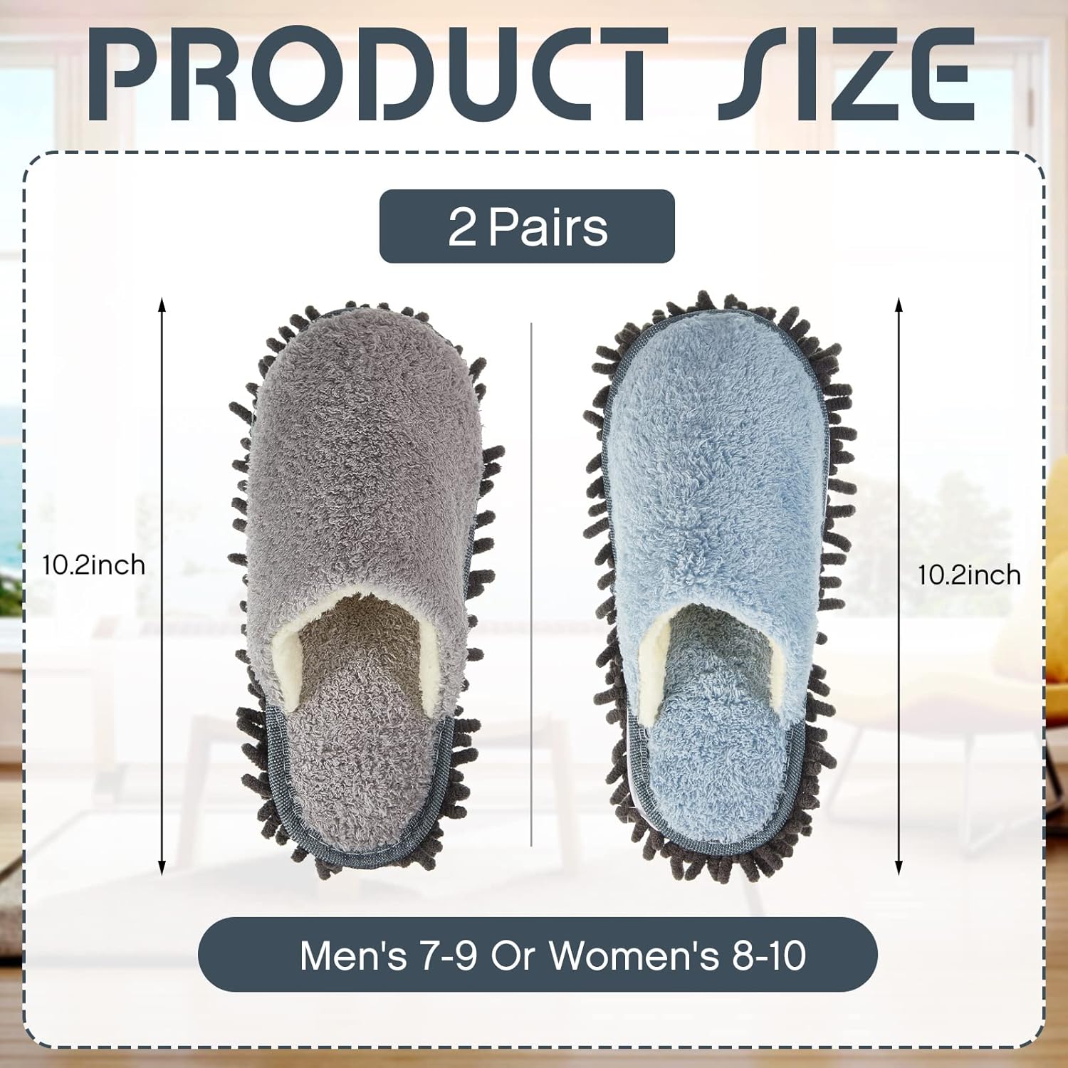 Jecery 2 Pair Microfiber Slippers Floor Cleaning Chenille Mop Slippers Base Board Cleaner Household