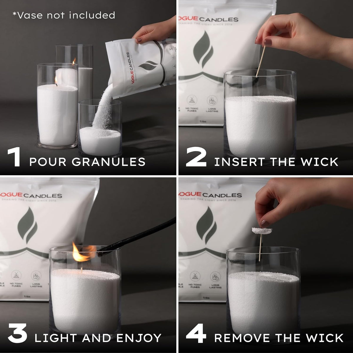 Vogue Candles 3-Pack 5 LB Refillable White Pearled Candle Sand – 15 LB Value Bundle with 150