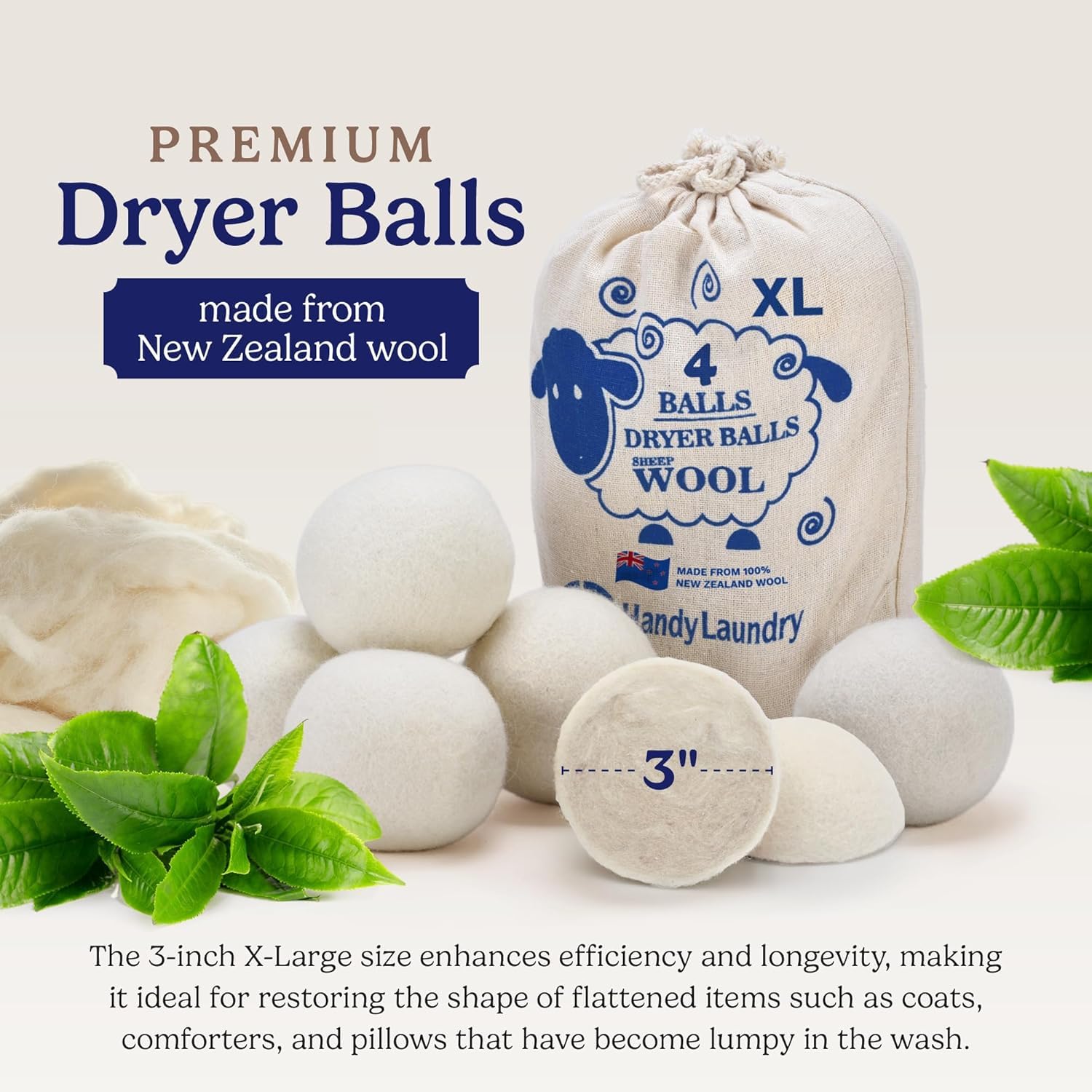 Handy Laundry Wool Dryer Balls 6-Pack, Natural – view 3