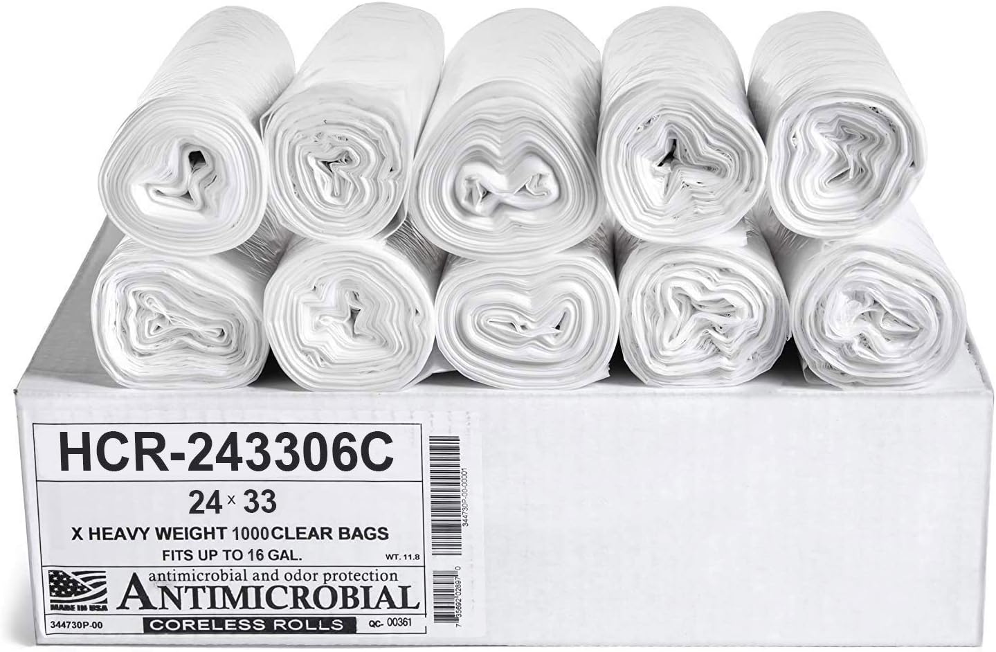 Aluf Plastics High Density Trash Bags, 16 Gallon, 1000 Count, 6 Micron (eq), 24" x 33", Clear, for