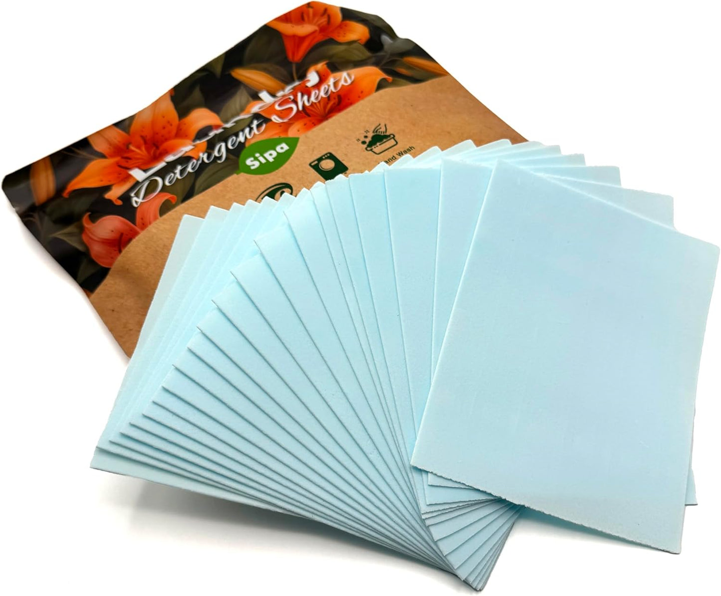 Pack of 5 SIPA Laundry Detergent Sheets Bag - 30 Sheets, Up to 60 Loads, Lily of the Valley Scent
