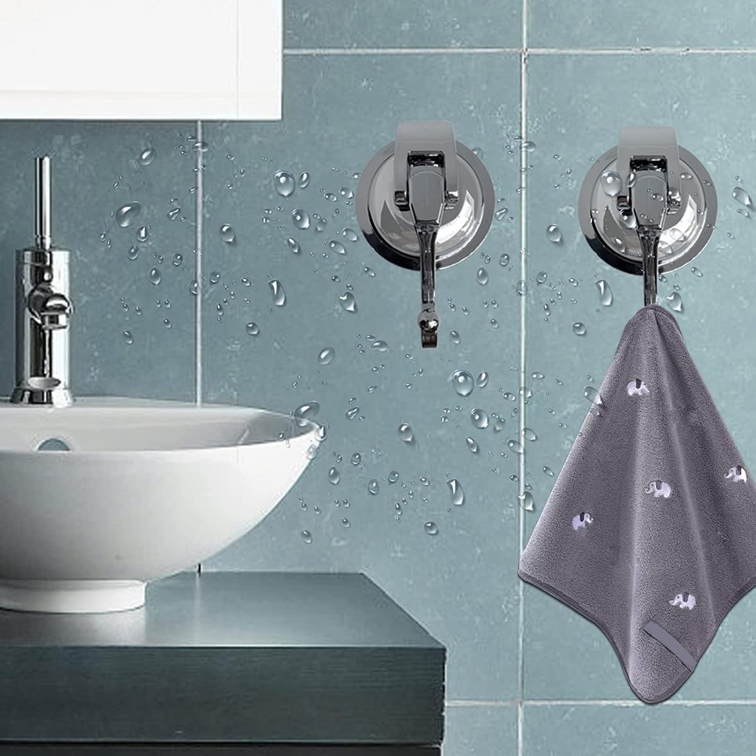 Heavy Duty Suction Cup Hooks for Shower, Bathroom Robe - Reusable, No Hole Punched, for Garland