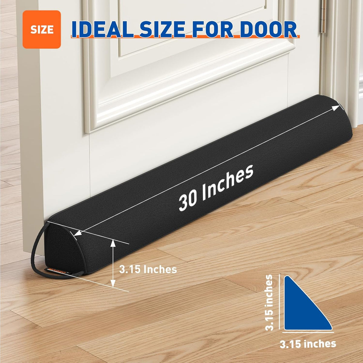MAGZO Door Draft Stopper 30 Inches, 2 Pack Weighted Triangular Door Snake for Winter Noise Blocker