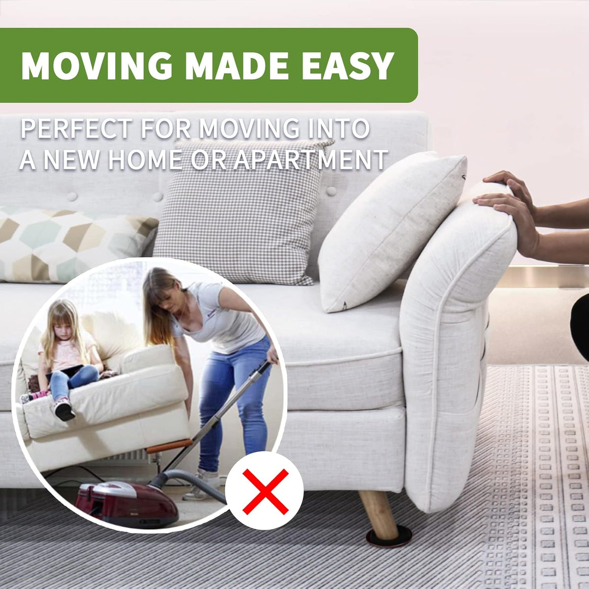 Furniture Sliders for Carpet 8 PCS - 4 3/4 inch Furniture Moving Slider Chair Legs Floors