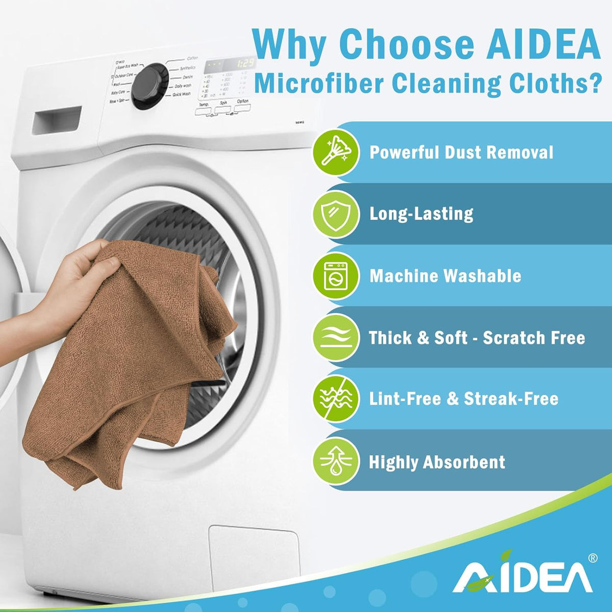 AIDEA Microfiber Cleaning Cloth-12PK, Soft Microfiber Towels for Cars, Absorbent Cleaning Rags