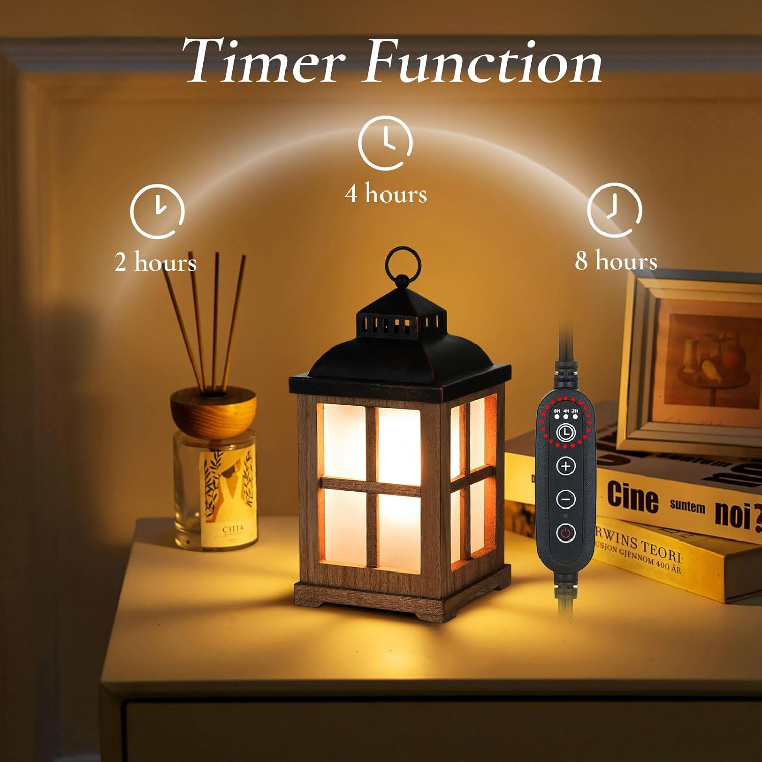 Wax Melt Warmer with Timer: Farmhouse Lantern Candle Warmer Electric Tart Burner with Lid for