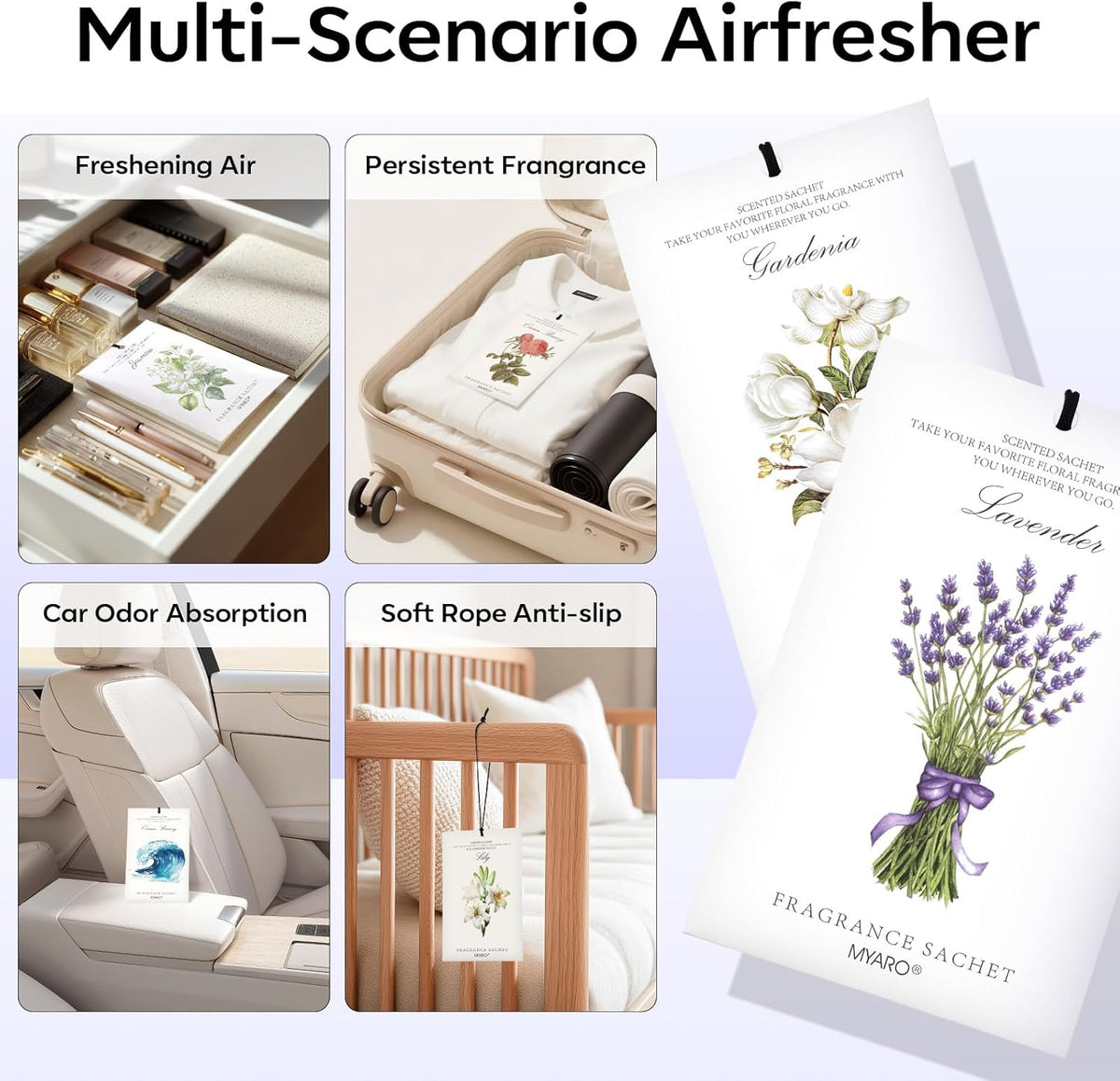 MYARO 12 Packs Scented Sachets for Drawer and Closet, Long-Lasting Sachets Bags Home Fragrance 6