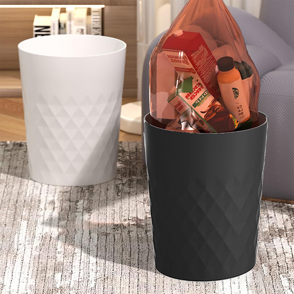 2 Pack Small Trash Can 1.8 Gallon Bathroom Garbage Can Waste Basket Recycling Bin for Dorms