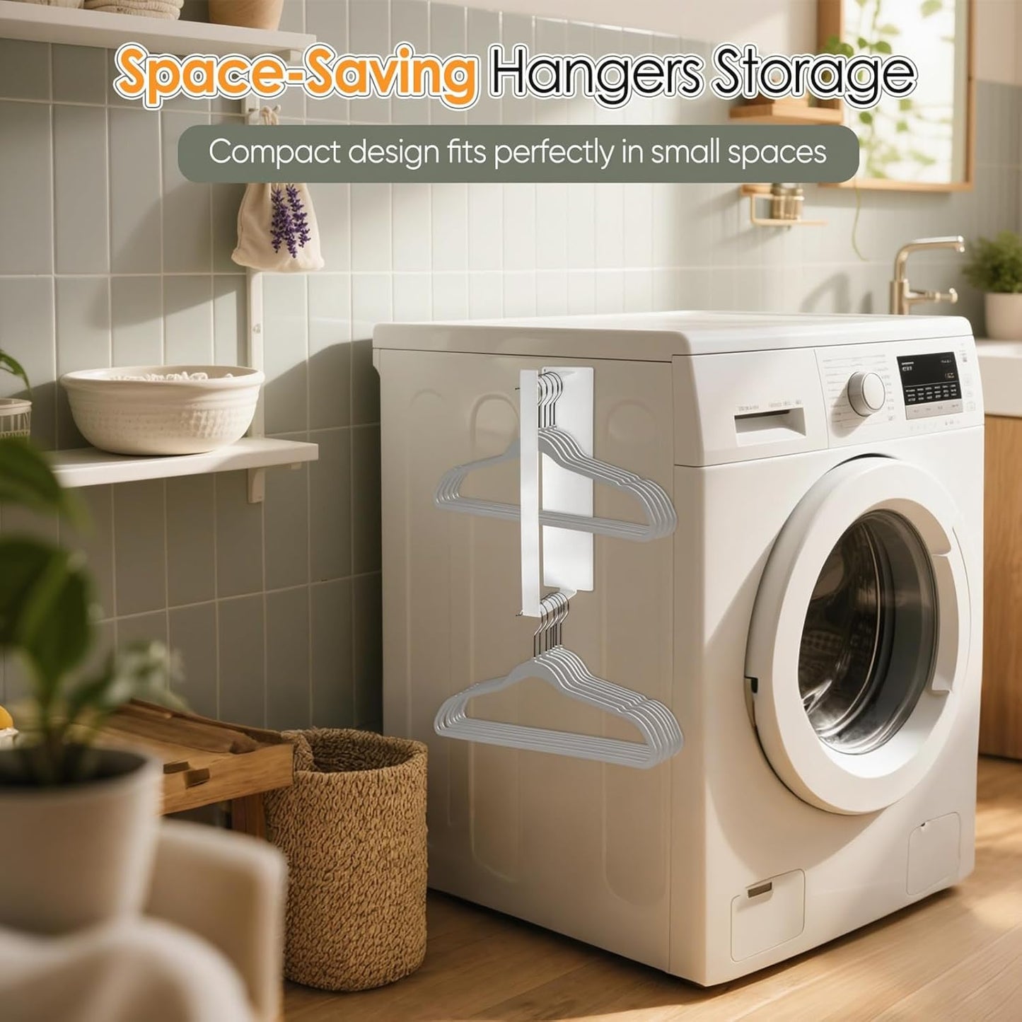 Magnetic Hanger Organizer, Strong Magnetic Hanger Holder for Washing Machine Dryer, Laundry Room
