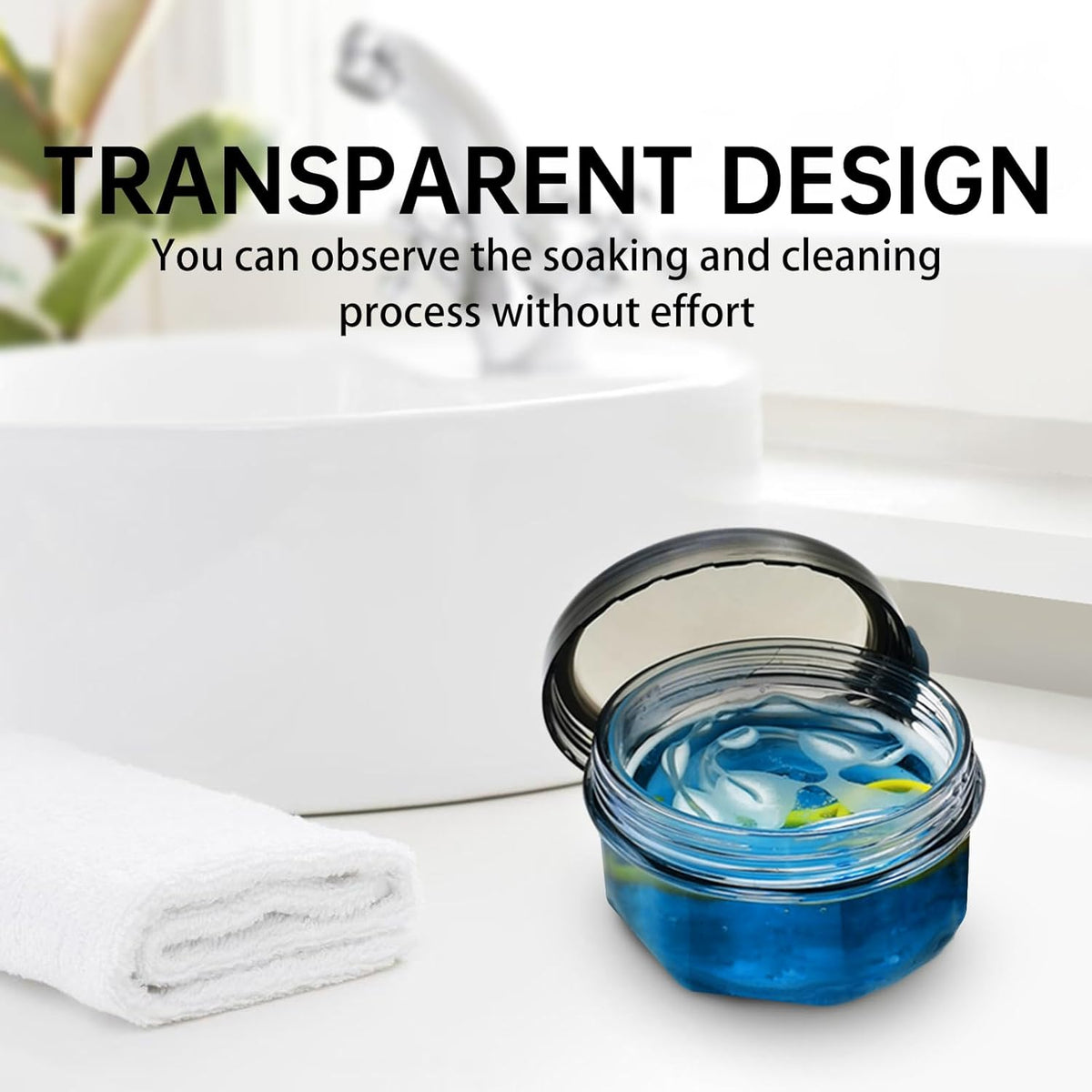 Leak Proof Denture Cups for Soaking Dentures, Partial Denture Bath Case Travel Retainer Cleaning