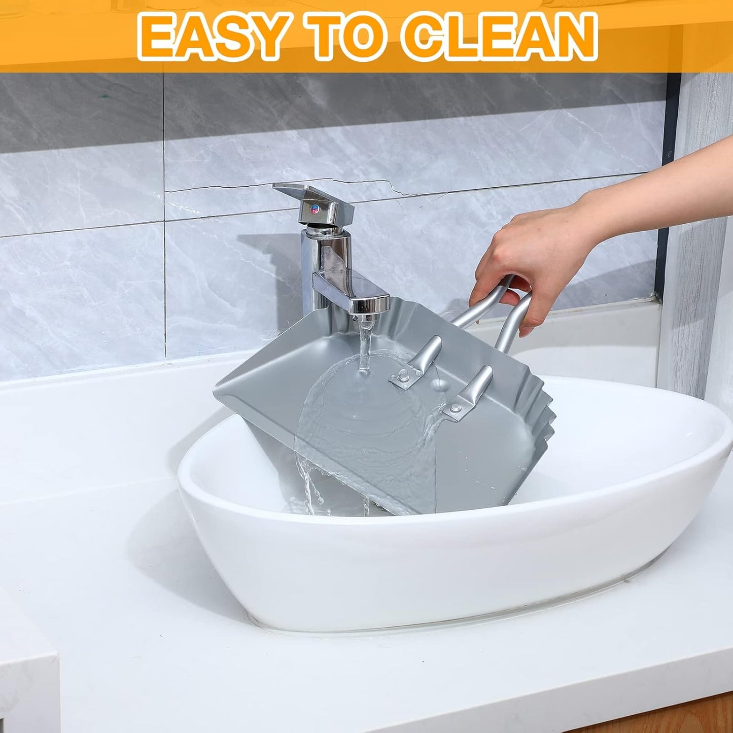 Mumufy 4 Pack 12 inch Heavy Duty Metal Dustpan Large Wide Dust Pans for Household Handheld Wide