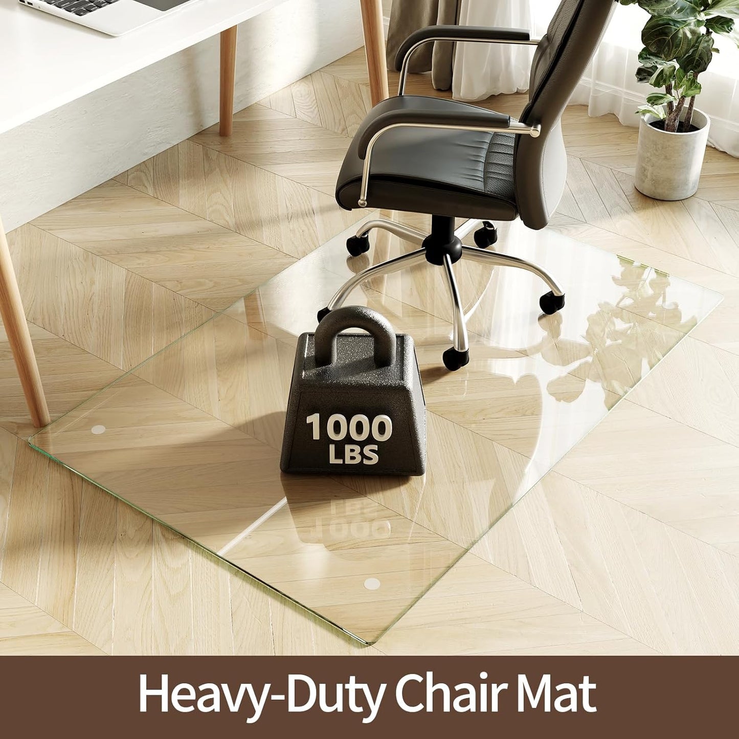 Koonmi Tempered Glass Chair Mat 36"x55" - Premium Office Chair Mat for Hardwood Floors & Low-Pile