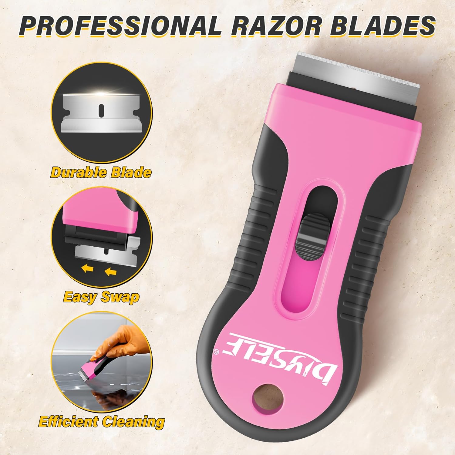 DIYSELF 2 Pack Razor Blade Scraper, 10 PCS Spare Razor Blades, Enhanced Razor Scraper, Razor Blade