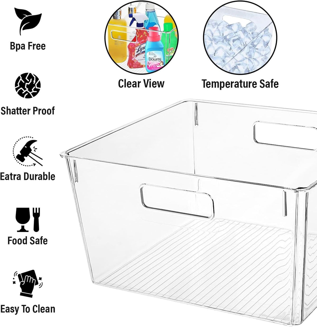 Extra Large Clear Plastic Storage Bins, Perfect for Kitchen Organization or Pantry Organization and