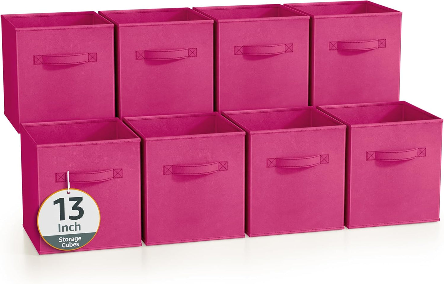 Sorbus 13 Inch Storage Bins - Sturdy Collapsible Fabric Storage Cubes with Handle - 8 Foldable