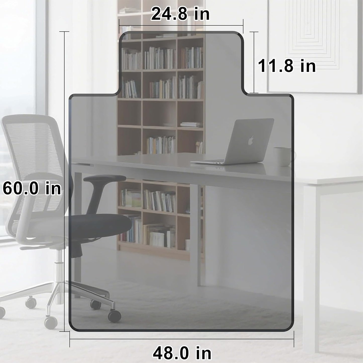 Beveled Edge Irregular Office Chair Mat with Lip for Carpet or Hardwood Floor Crystal Gray 48" x