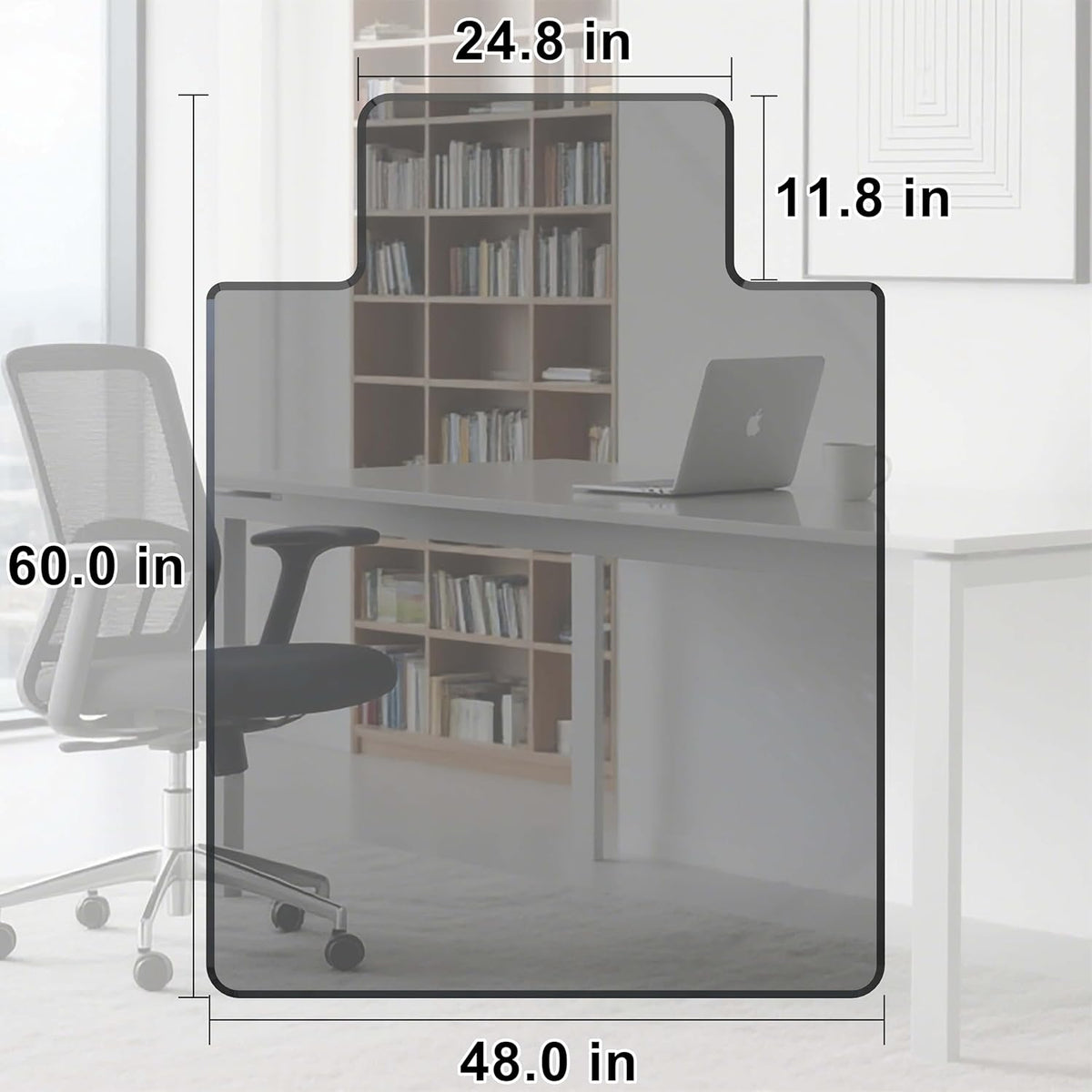 Beveled Edge Irregular Office Chair Mat with Lip for Carpet or Hardwood Floor Crystal Gray 48" x