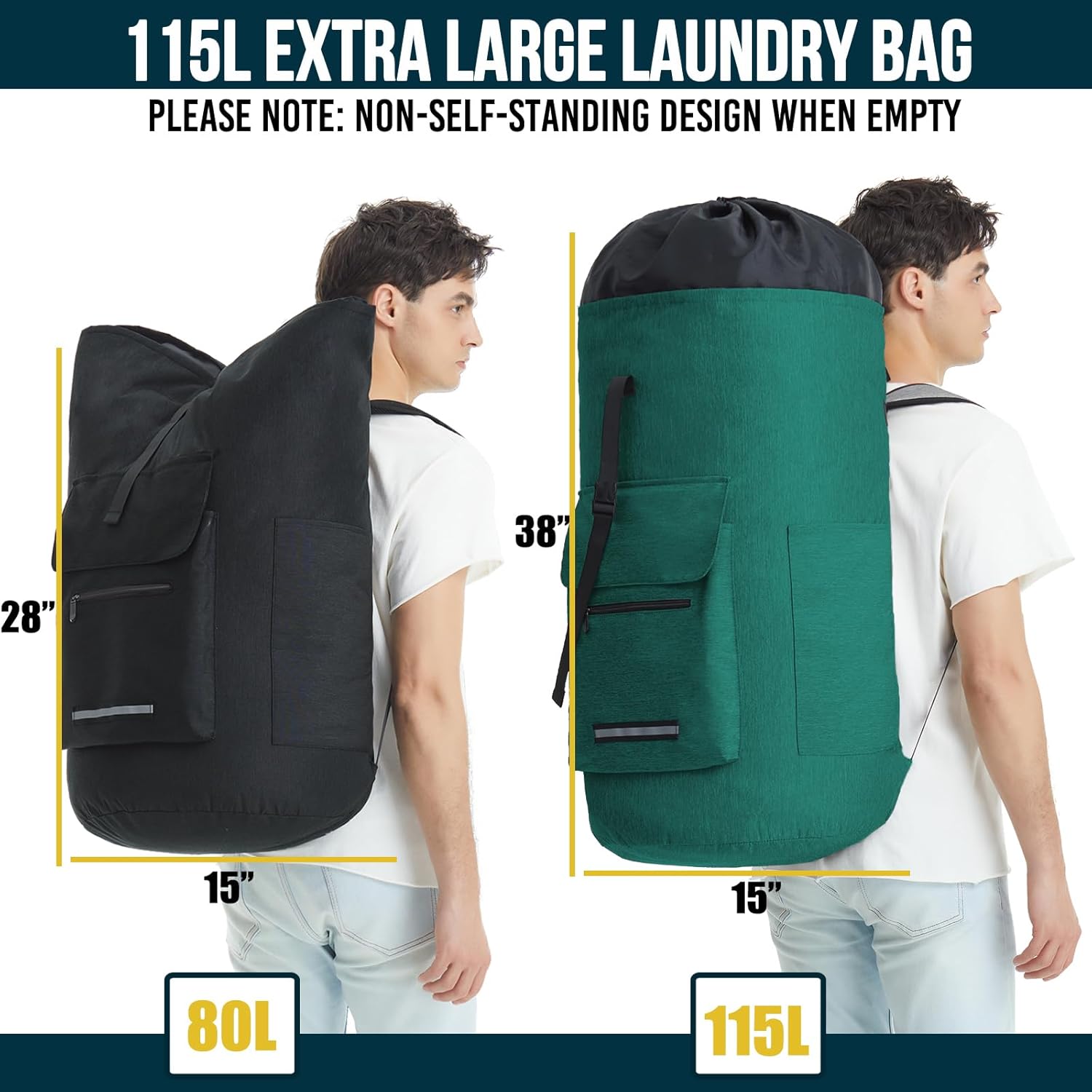 Laundry Backpack with Shoulder Straps，Laundry Bag Extra Large 115L，Laundry Backpack Heavy Duty with