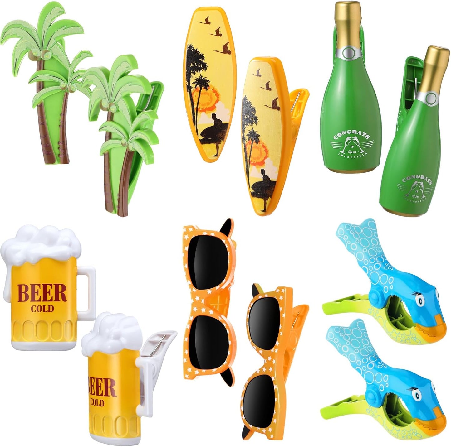 Honoson 12 Pcs Beach Towel Clips Beach Chairs Clips Plastic Swimming Pool Towel Holders Jumbo Size