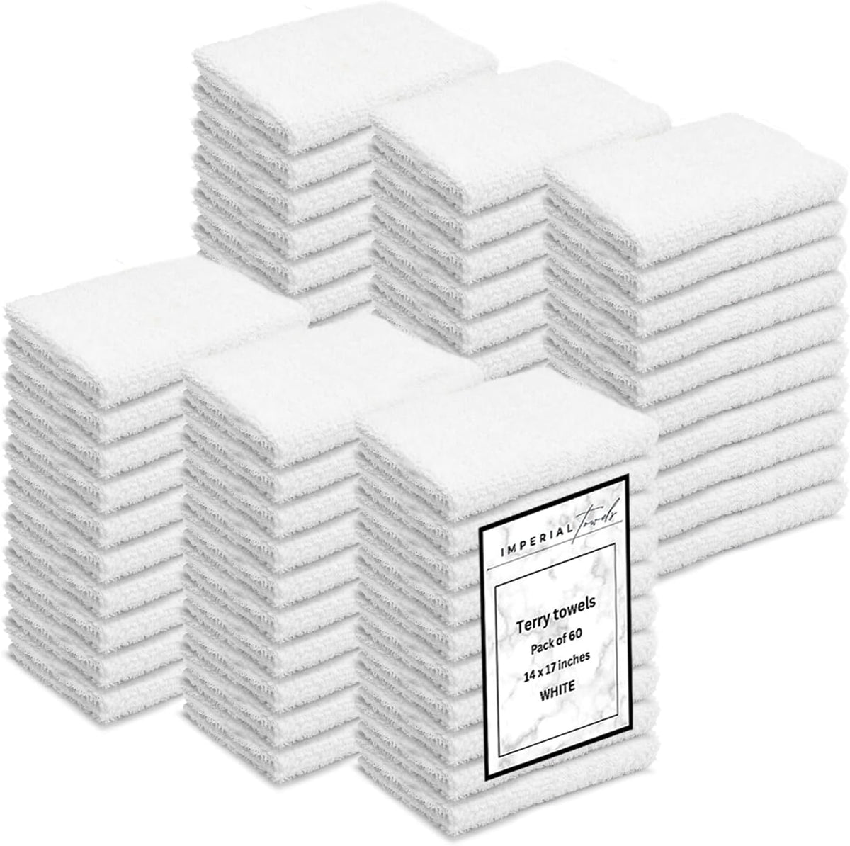 Terry Bar Mop Towels (Value Pack of 60) Size 14"x17" – Absorbent and Durable, Multipurpose Cleaning