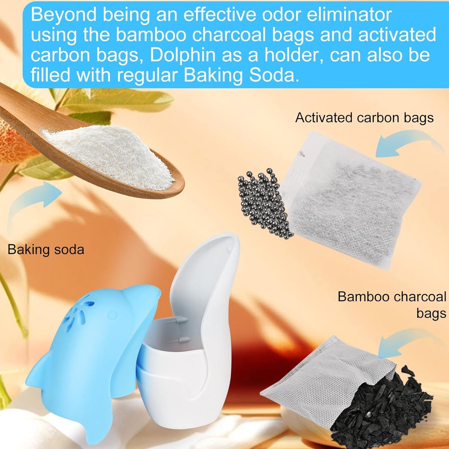 Asltw Upgrade Cute Fridge Deodorizer, Dolphin Fridge Cleaner, Freezer Odor Freshener, Add Baking