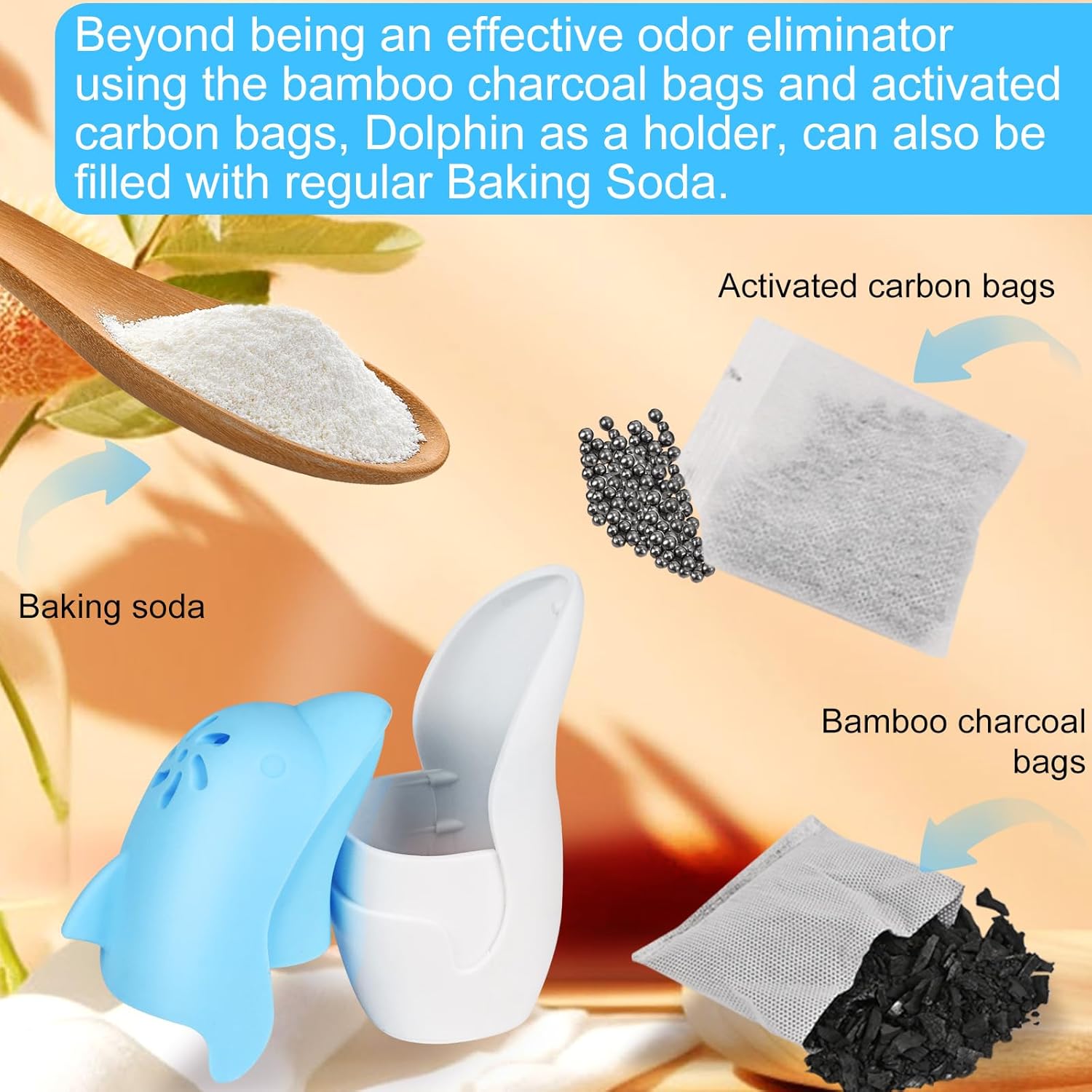Asltw Upgrade Cute Fridge Deodorizer, Dolphin Fridge Cleaner, Freezer Odor Freshener, Add Baking
