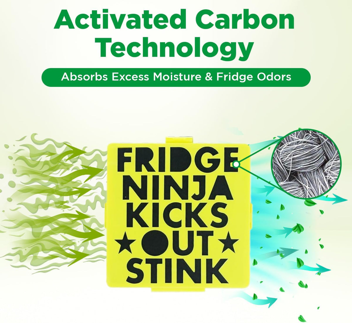 Fridge Ninja Compact Fridge Deodorizer (2 Pack) - More Effective Than Baking Soda - Compact Size