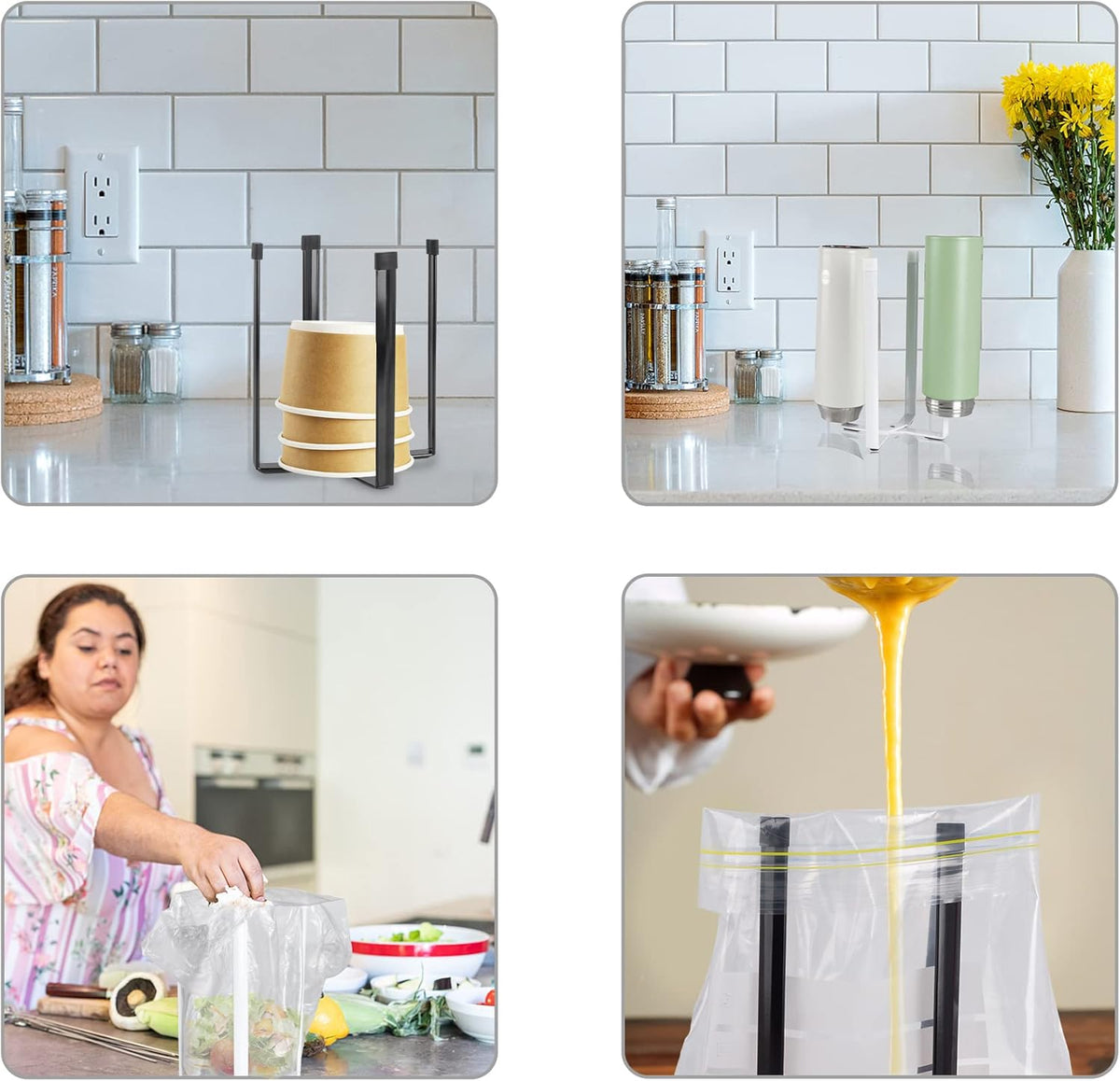 Kitchen Countertop Drying Rack for Bottles, Cups and Plastic Bags - Multifunctional Holder with