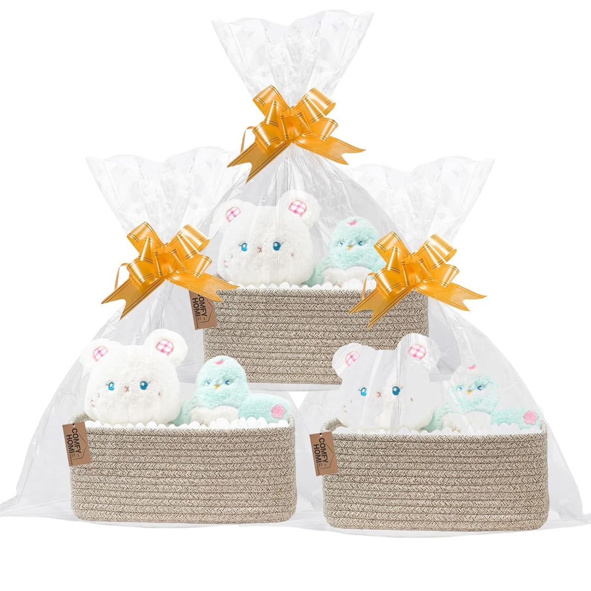 COMFY-HOMI 13" x 8.5" x 5.1" Storage Baskets for Organizing | Cotton Rope Woven Basket | Toy