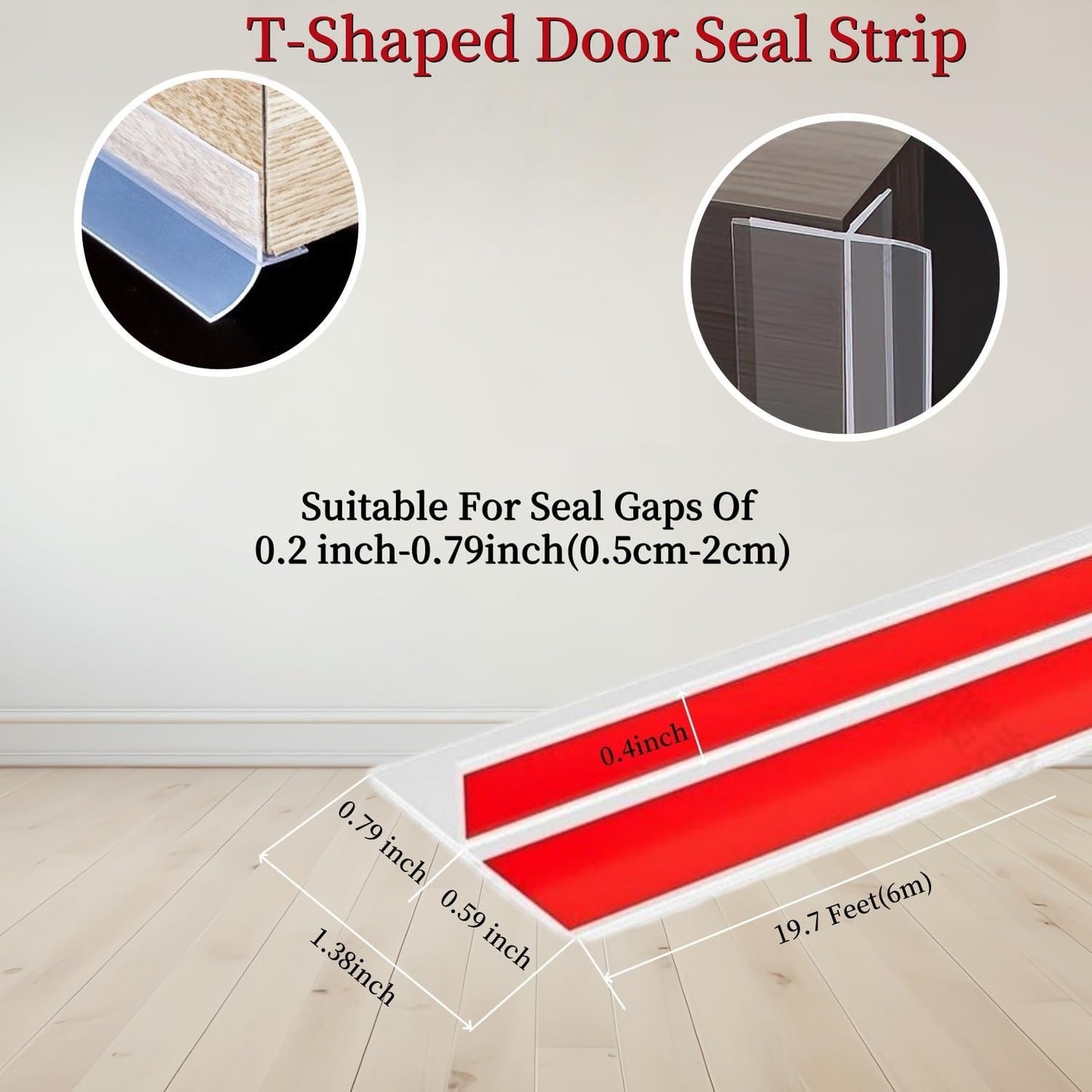 T Shape Door Seal Strip for Door & Windows Gaps，Draft Stopper Bottom Sweep Weather Stripping for