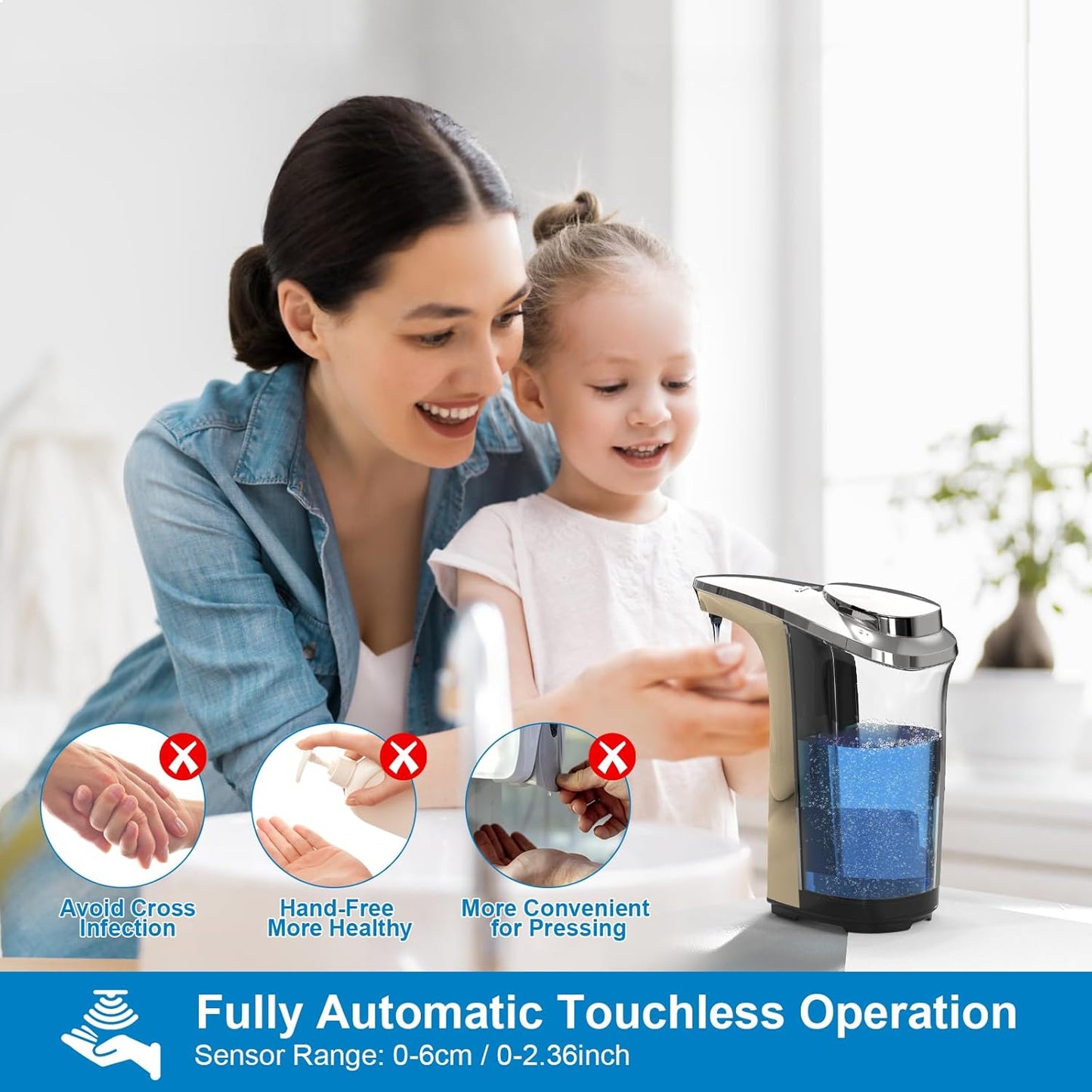 Automatic Soap Dispenser, Touchless Dish soap Dispenser 17oz/500ml with Upgraded Infrared Sensor, 5