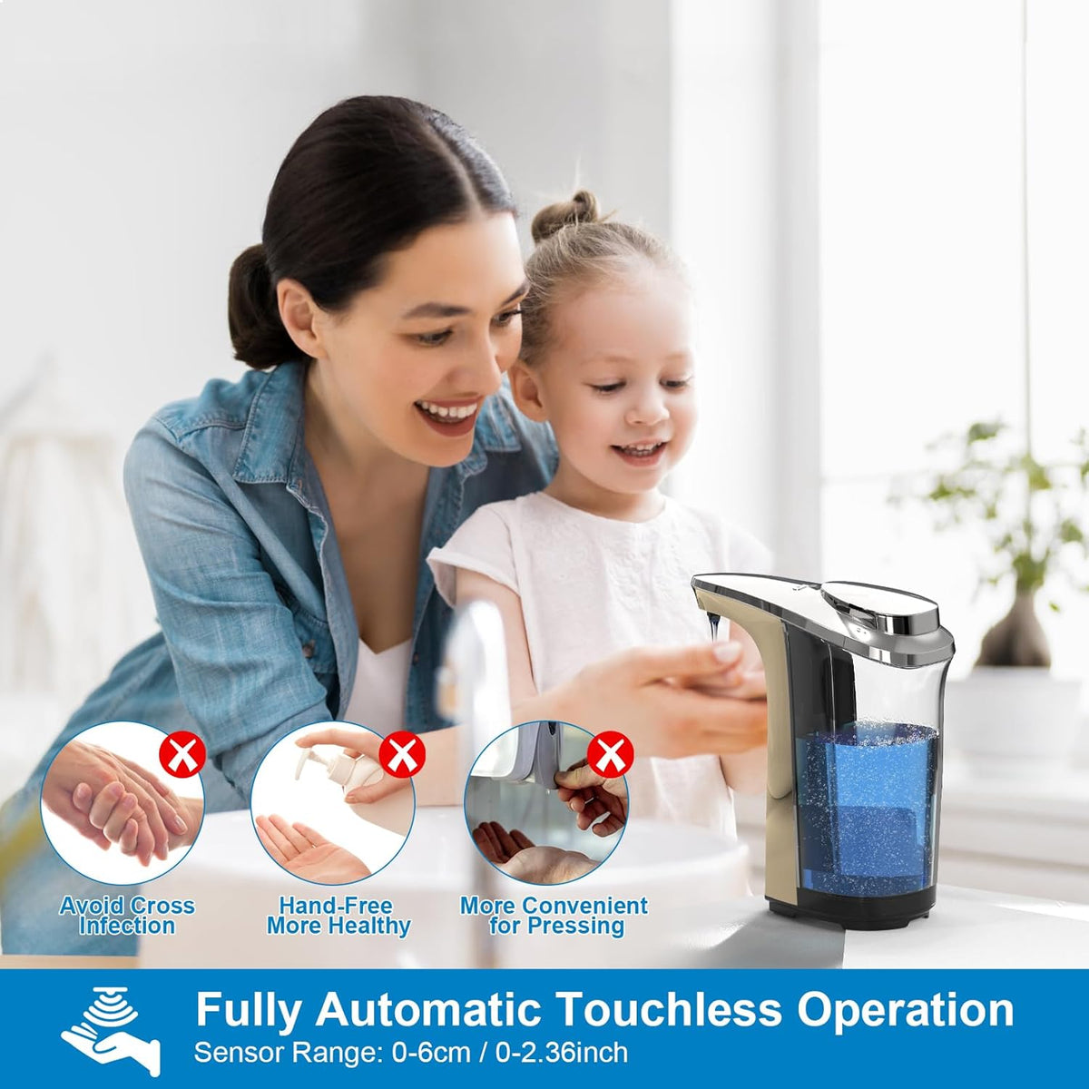 Automatic Soap Dispenser, Touchless Dish soap Dispenser 17oz/500ml with Upgraded Infrared Sensor, 5