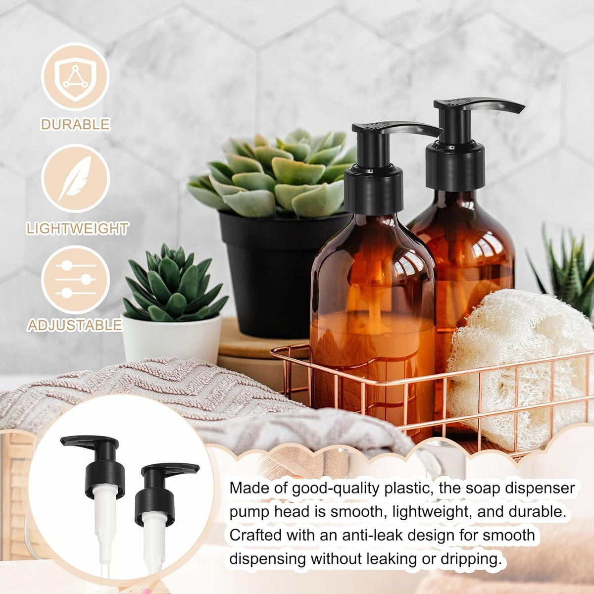 uxcell 12 Pcs Soap Dispenser Pump Heads Soap Dispensers Top Pumps Replacement Switch Pumphead for