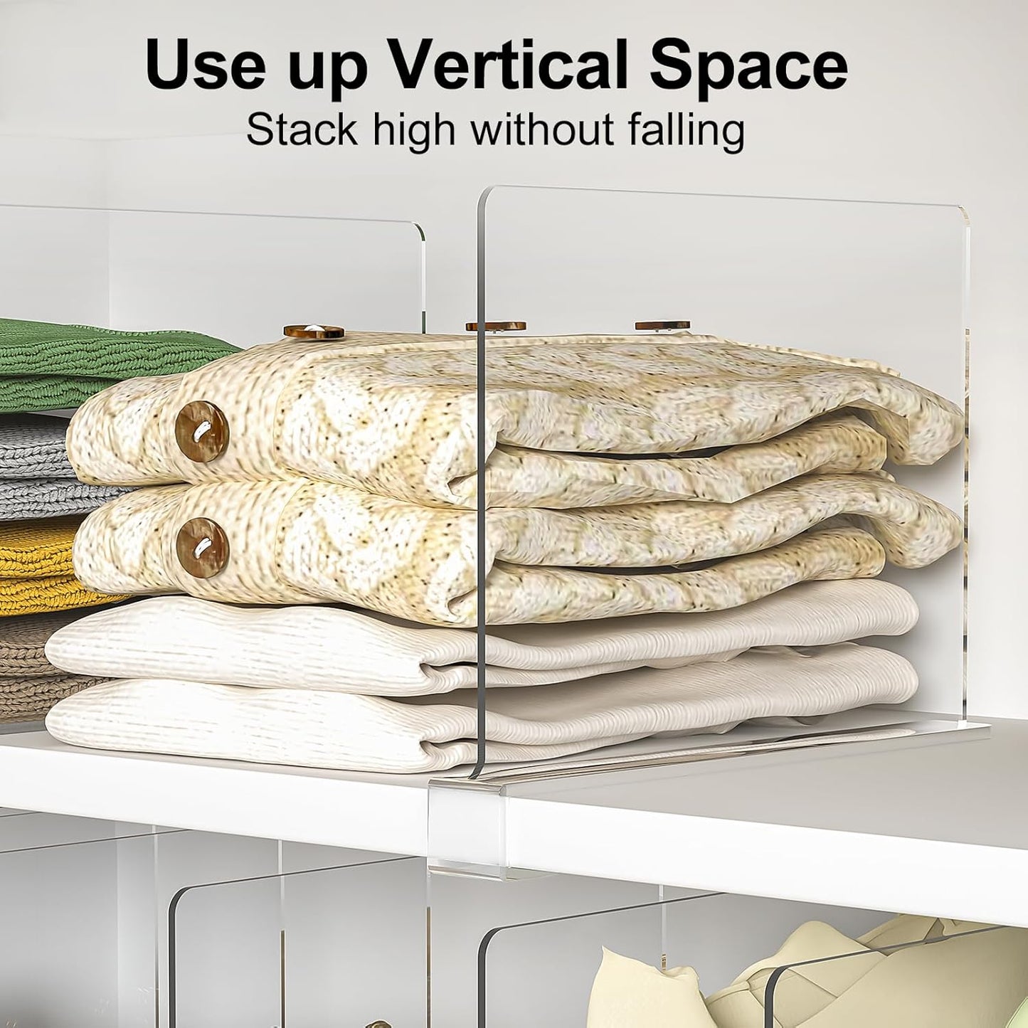 Shelf Dividers Purse Organizer for Closet: 6-Pack Acrylic Bag Storage Organizer for Handbags