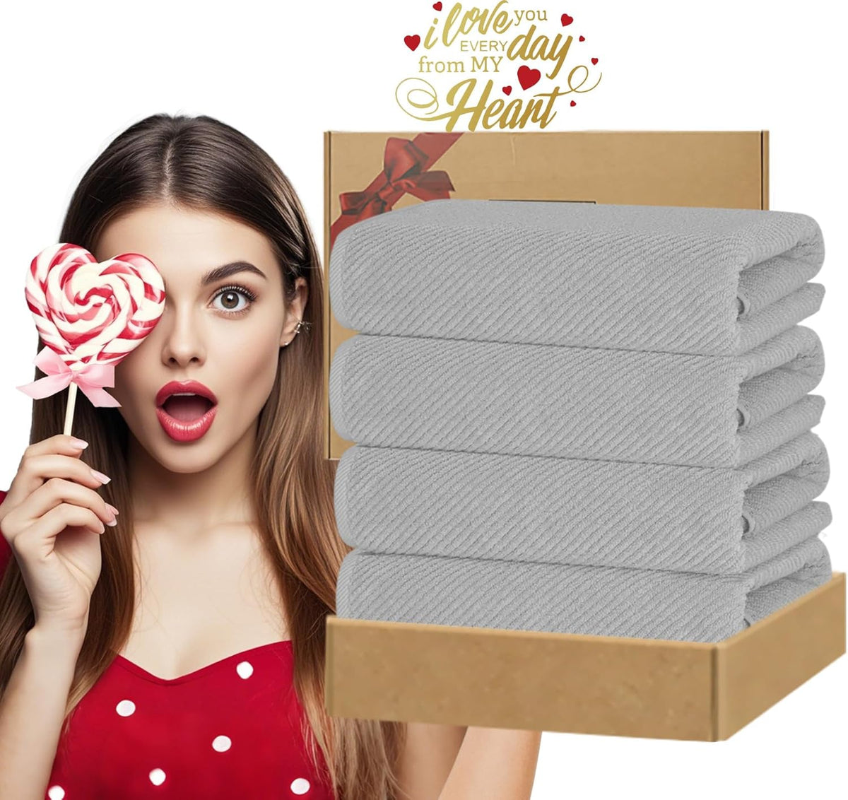 VOOVA & MOVAS Grey Bath Towels, Large 30" x 56" - 100% Cotton | Quick Dry | Light Weight | Thick |