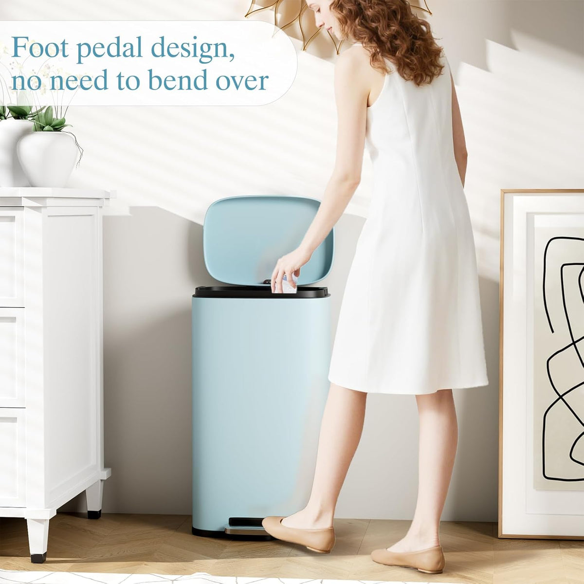 AthLike Trash Can, Stainless Steel Kitchen Garbage Can, Step Waste Bin with Hinged Lid and