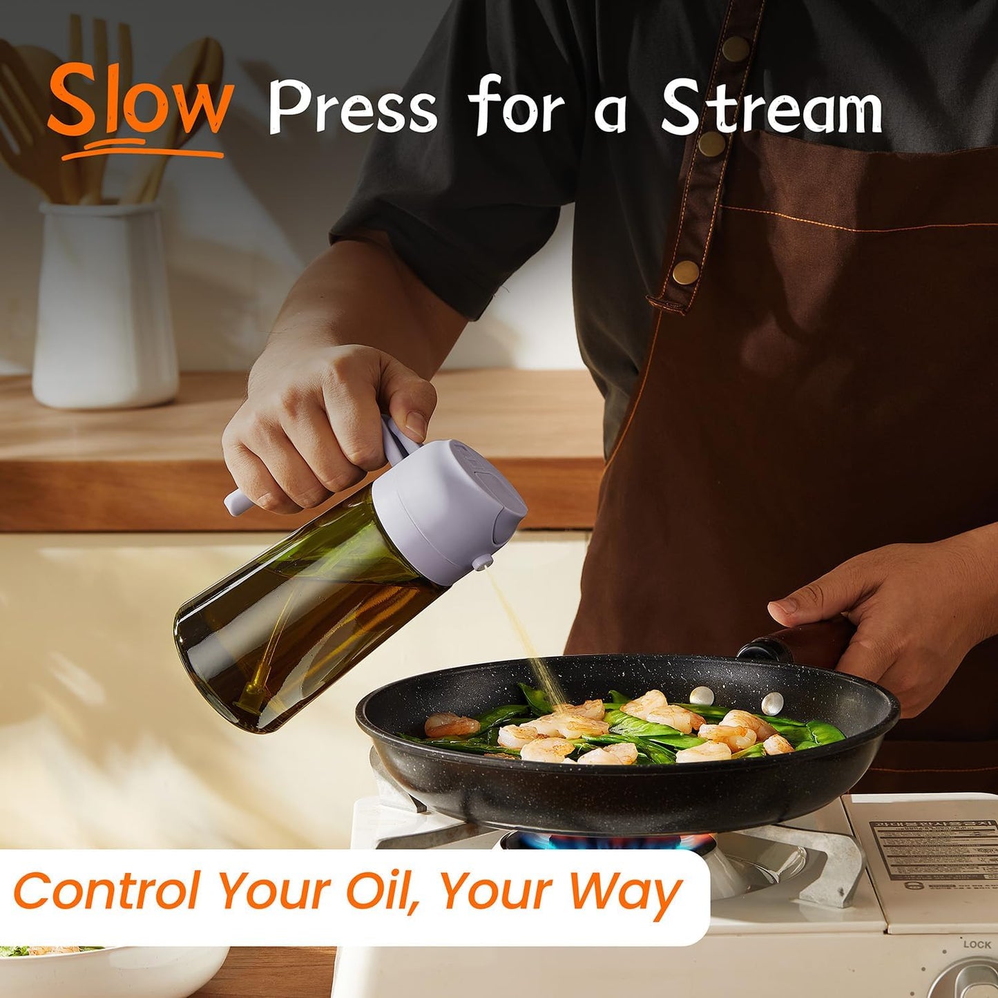 TrendPlain - Original 16oz/470ml Olive Oil Dispenser Bottle for Kitchen Gadgets and Air Fryer