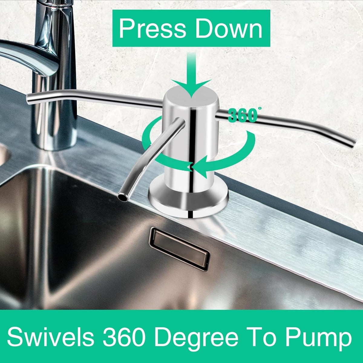 Soap Dispenser for Kitchen Sink, Built in Sink Soap Dispenser, Countertop Soap Dispenser Pump with