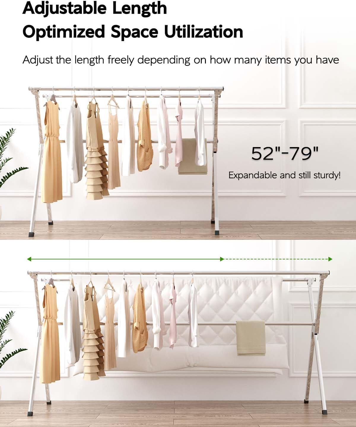 Clothes Drying Rack 79 Inches Folding Indoor Outdoor, Drying Rack Clothing Collapsible, Foldable