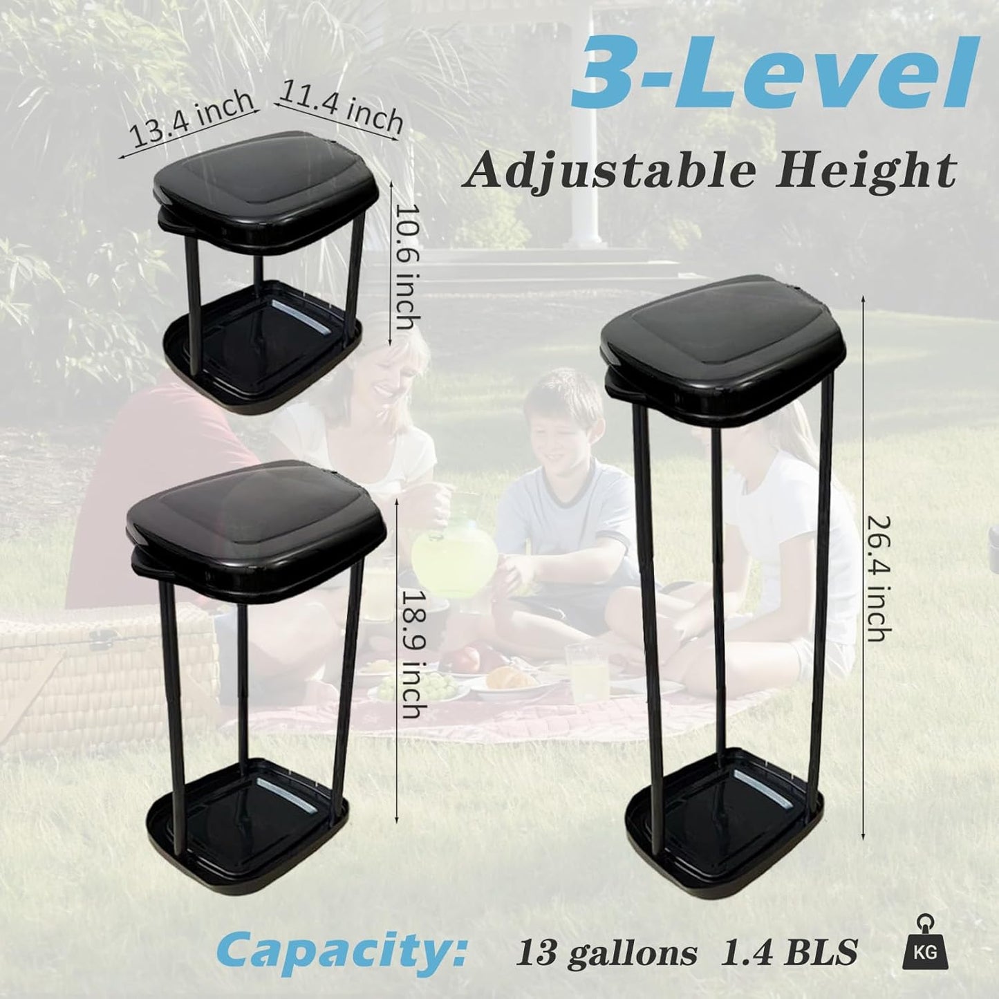 Collapsible Trash Bag Holder Portable Garbage Bin Holder Stand for Kitchen Outside 13 Gallon